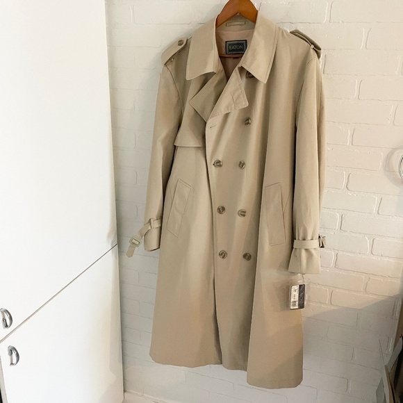 NWT Vintage Eaton Trenchcoat Dead stock Men/Unisex Cream Utility Military 44S - Picture 4 of 16